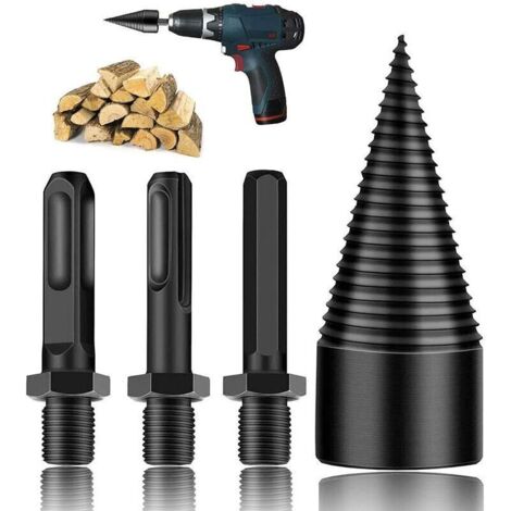 Chauffage pour perceuse ,Fendeuse à bois perceuse, Fendage de bois,Fendeuse à bois perceuse ,Pour peut couper des bches,Poignée carrée 32mm, manche ronde et modèles de tige hexagonale (32mm) (1/5)