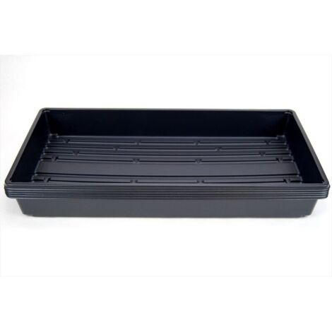 Lot de 5 plateaux de plantation en plastique noir durable (sans trous de drainage) 54 cm x 28 cm - Fleurs, semis (1/4)