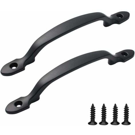 Poignée Meuble 2 Pièces Poignée de Traction de Porte Poignée de Porte d’Armoire Poignee Porte Coulissante avec Vis Poignées Noires pour Porte de Grange Armoires Jardin Remise (Noir) (1/4)