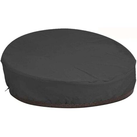 Housse de Protection Canapé lit Rond avec Bandoulière & Manipuler, Housse Lit de Jardin Imperméable, Housse Bain de Soleil Rond en Oxford 210D, Anti-Vent - Noir (D228×H83cm)
