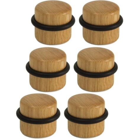 Arrêts de Portes - Butée de Porte Adhésive en Bois pour Sol - Butoirs de Porte Protection de Portes et Murs - Pack 6 unités (Chêne) (1/5)