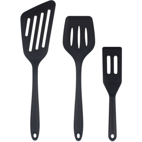 Lot de 3 spatules en silicone, spatule de cuisine, spatule à poisson ajourée pour œufs, crêpes, omelettes (1/4)