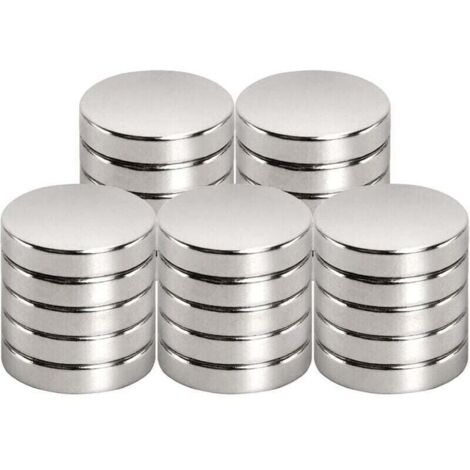Aimant de néodyme 15 mm de diamètre x 3 mm pour Tableau magnétique, réfrigérateur, Tableau Blanc, Bureau, Tableau Blanc, Aimant Puissant (25 pièce) (1/4)