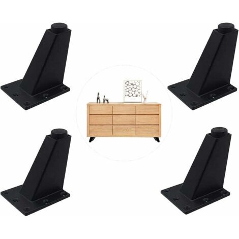 Pieds de meuble simples en alliage d'aluminium 4PCS pieds de meuble en alliage d'aluminium sable noir 8cm (1/5)