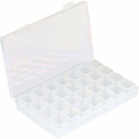 Boîte de Rangement Multi-Fonctions Broderie Diamant Boîte à FenteNail Art Rhinestone 28-Grid Jewelry Earrings Beads Necklace Storage Box Display Case-Fei Yu (1/4)