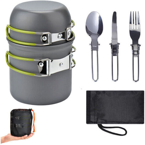 Ensemble de cuisine de camping, mini-ensemble de cuisine de camping avec réchaud, réchaud portable pour 1 à 4 personnes, idéal pour la randonnée, la pêche, la survie, les pique-niques, etc. (1/4)