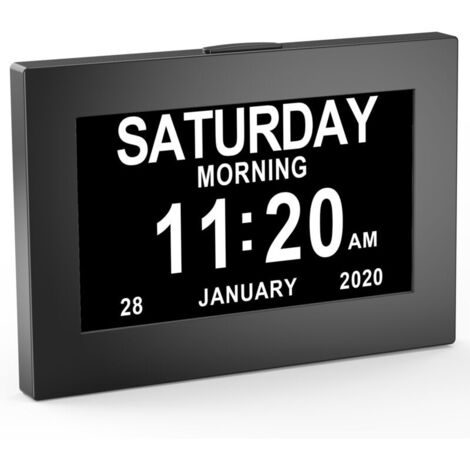 Horloge calendrier numérique One Piece 8 pouces avec date et heure, touchable horloge Alzheimer pour parents, rappel de médicaments pour grands-parents et enfants - Noir - 26 18 2.2cm (1/4)