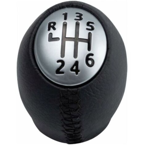 Pommeau de levier de vitesses 6 vitesses – Compatible Renault, Nissan, Opel – PVC noir et argent – Design ergonomique pour confort
