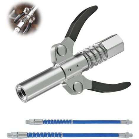 3x Embout Pompe a Graisse avec Tuyau Flexible, Pompe a Graisse Pneumatique Electrique Manuelle,Coupler G pour Pompe à Graisseur Convient pour Tous Types de Presses à Graisse (Double poignée)