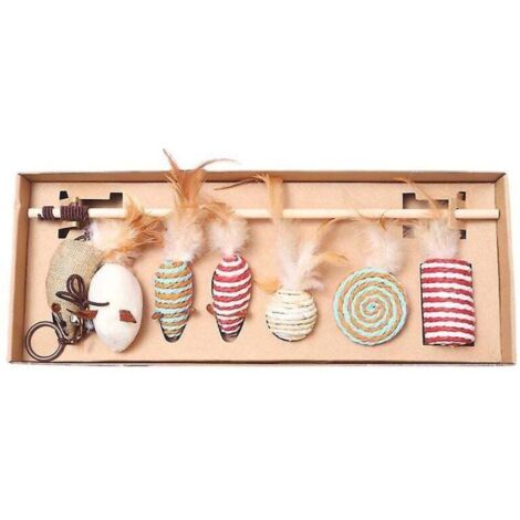 Gourdin pour chat Jouet pour chat Simulation de plumes Gourdin en bois pour souris Gourdin pour chat (1/4)