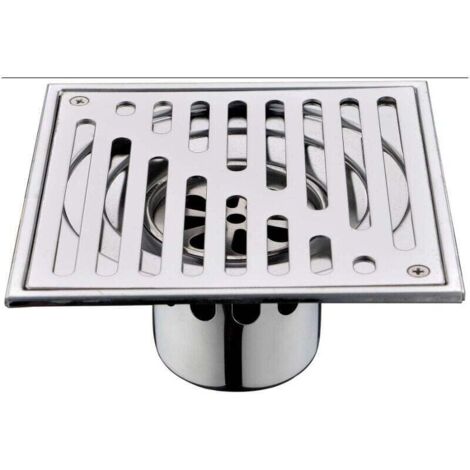 Bonde de sol carrée en acier inoxydable anti-odeurs pour salle de bain et douche, grand diamètre 150 x 150 mm (1/4)