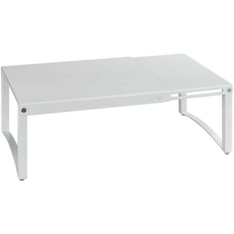 Etagère télescopique à poser , Etagère cuisine, Extensible de 30 à 54 cm, Pieds antiglisse anti rayures, Jusqu'à 10 kg, Fer, L30-54xH15 cm, Blanc (1/4)
