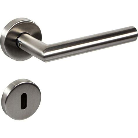 Poignée de porte en acier inoxydable. Robuste et durable, elle convient à une utilisation intérieure et extérieure sur les portes de maisons, salons, cuisines, chambres et salles de bains. Serrure à c (1/4)