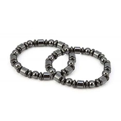 Bracelet magnétique pour la perte de poids 2 pièces Bracelet minceur élégant unisexe en pierre noire Aimant de soins de santé (1/2)