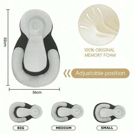 Coussin de couchage multifonctionnel pour bébé : fonctions anti-roulement, d'allaitement et de temps sur le ventre, épaisseur réglable, entretien facile (1/4)