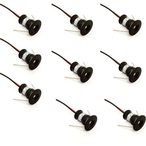 Lot de 9 mini spots LED noirs encastrables 12 V 1 W pour plafond, idéaux pour cuisine, cage d'escalier, placard, couloir, éclairage DIY, blanc chaud, blanc froid, vitrine, armoire, petits plafonds, IP (1/4)