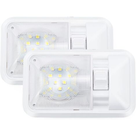 12 V plafonnier LED RV 280 lm, lampe de toit éclairage intérieur pour remorque, camping-car avec interrupteur (Lot de 2) (1/5)