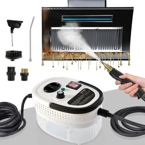 Nettoyeur vapeur portable haute pression 1500 W, haute température, pour joints, carrelage, voiture, cuisine, salle de bain - Blanc (1/4)