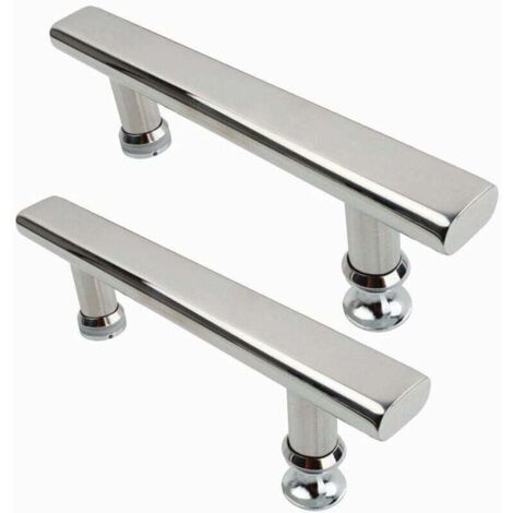 Lot de 2 Poignée de Porte de Douche Chromé de 145mm - Transparent (1/5)
