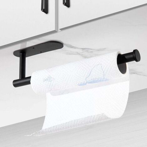 Porte-rouleau de papier toilette - Porte-rouleau de papier toilette - Porte-rouleau de papier toilette - Étagère murale - Acier inoxydable - Noir (1/4)