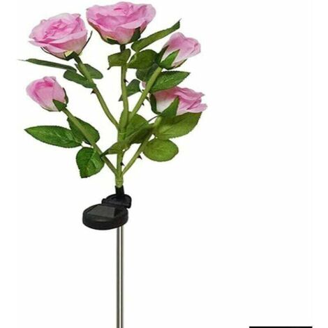 Lampes Solaires À Led En Forme De Roses Artificielles Pour Extérieur, Décoration De Jardin, Cour, Patio, Tombe, Cimetière, Balcon, Décoration De Noël – Rose (1/4)