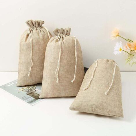Lot de 12 sacs en jute, sacs en tissu, sacs cadeaux, sacs pour calendrier de l'Avent (marron) (1/3)