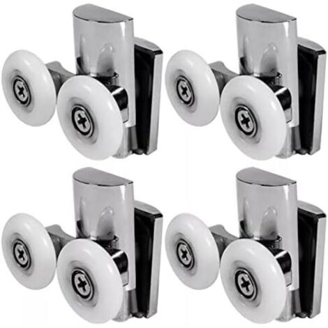 Roulettes pour porte de douche, roulettes 23 mm haut ou bas, porte de douche coulissante pour porte vitrée de cabine de salle de bain (23 mm/2 haut + 2 bas) (1/4)