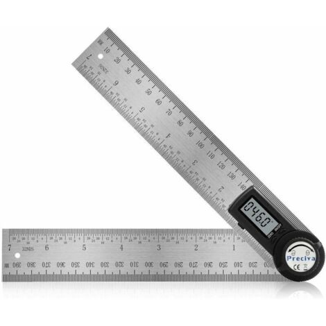 Règle D'angle Numérique, Rapporteur, Mesure de Longueur 200 mm et d'Angle en Acier Inoxydable avec Maintien, Zéro et Grand Ecran LCD, Système Mm/Inch, pour le Travail du Bois, Construction (1/5)
