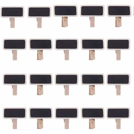 50 Mini Tableau Noir Bois Message Rectangle Ardoise A Pince Clip Carte Panneau Memos Etiquette Prix Marque Place Numero Table/Photo/Tags/Décoration Mariage-Fei Yu (1/4)