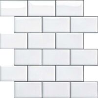 Crédence autocollante pour cuisine et salle de bain, carrelage mural autocollant, crédence de cuisine blanche autocollante, carrelage mural imperméable autocollant en PVC 3D style métro, lot de 4 (noi