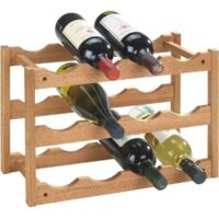 Etagère à vin 12 bouteilles en bois Norway , Range Bouteilles, casier à Bouteilles, Style scandinave, noyer finition chêne, 42x28x21cm