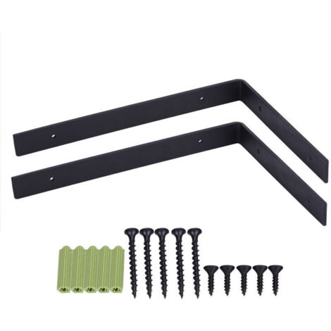Set mit 2 Wandregalhalterungen, robuste Industrieregalträger, hochbelastbare Halterungen, L-förmige Halterungen, 5 mm dick mit Schrauben (30 cm) (1/4)