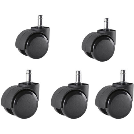 5er-Set Bürostuhlrollen 10 mm x 22 mm – Rollen für Hartböden bis 175 kg – Rollen für Drehstühle – Einfache, werkzeuglose Montage (1/4)
