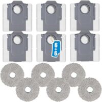 12-teiliges Zubehörset für Roborock Q Revo/Qrevo S/Qrevo Master/Qrevo Curve/Qrevo MaxV/Qrevo Pro/Qrevo Slim/Qrevo Plus Saugroboter, mit 6 Staubbeuteln und 6 Wischmopps