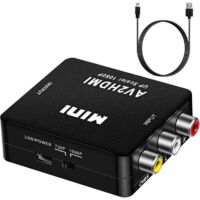 RCA-zu-HDMI-Adapter, Mini-AV-RCA-CVBS-zu-HDMI-Video-Audio-Konverter, unterstützt 720p und 1080p für PC, Xbox, PS3, PS2, Fernseher und Set-Top-Boxen