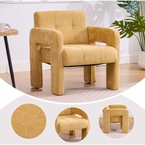 Fauteuil moderne et minimaliste — Style nordique — Siège rembourré et confortable — Idéal pour salon, chambre ou bureau (1/5)