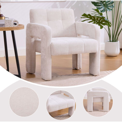 Fauteuil moderne et minimaliste — Style nordique — Siège rembourré et confortable — Idéal pour salon, chambre ou bureau (1/5)