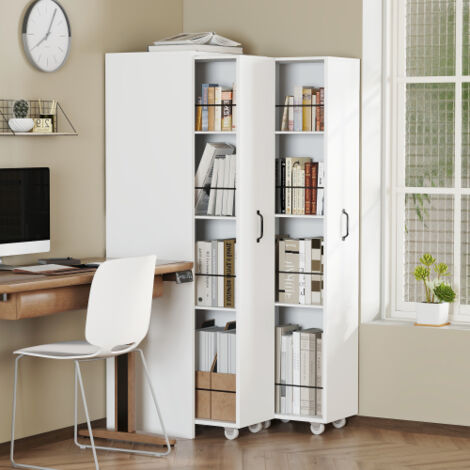 Petite bibliothèque sur roulettes – Dotée d'étagères et de tiroirs configuration réversible (gauche/droite) unité unique à extension totale inclut des barres de sécurité fait office de table de ch