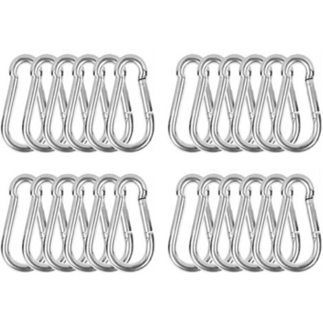 Aamunpa-M6 Mousqueton Inox, 24 PCS Mousqueton de Fixation pour Charges Lourdes - Mousqueton en Acier Inoxydable Capacité de Charge de 120 kg/260 lb, 304 Crochet Mousqueton Balancoire - 60mm x φ6 mm (1/4)