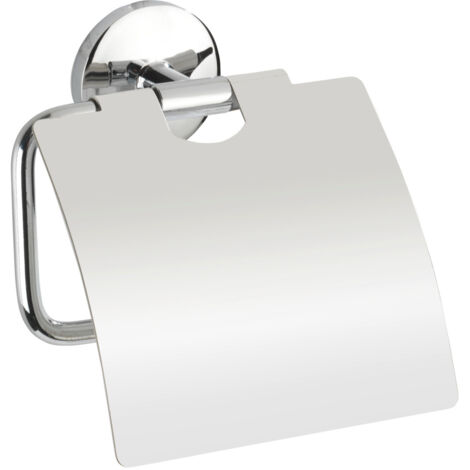 Wenko – Porte-papier toilette mural avec couvercle – Zinc chromé résistant à l'humidité – Dimensions 13,5x13,5x4 cm – Installation murale incluse (1/5)