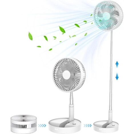 Coocheer – Ventilateur sur pied pliable 2 en 1 – Rechargeable USB 7200 mAh – 4 vitesses – Silencieux – Idéal pour extérieur et intérieur