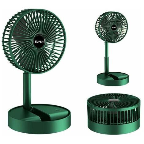 Ventilateur de table pliable 17 cm – Rechargeable USB 2000 mAh – 3 vitesses – Angle réglable 180° – Pour espaces confinés et camping