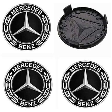 4 pièces Cache Moyeux Compatible with Mercedes Benz 75mm Cache de Roue Centrale ABS Accessoires de Voiture,A Type, Ensoleillé