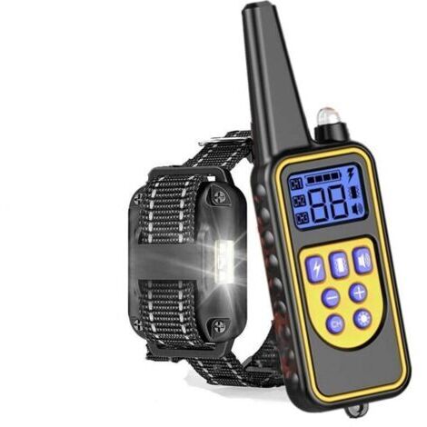 Collier de Dressage pour Chiens Rechargeable, Portée de 1000m, avec Mode Vibration, Son, Choc Statique et Lumière, IPX67 Résistant à L’Eau, Adapté Aux Chiens de Petites et Moyennes Tailles