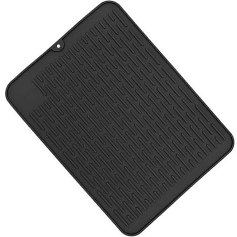 Sollbry Tapis Egouttoir Vaisselle Silicone Tapis Evier Cuisine Tapis de Sechage Vaisselle Noir Tapis Evier Egouttoir 40x30cm Résistant à Chaleur et Antidérapant pour Cuisine