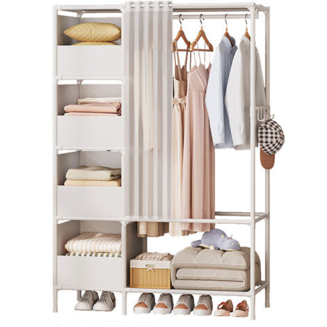 Kit dressing--Armoires penderie étagère tissu non-tissé Blanc hauteur 170 cm entrée chambre