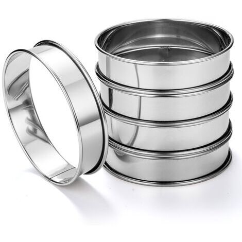 Sollbry Paquet de 12 Anneaux à Muffins Anglais, Anneaux à Crumpets de 3,15 Pouces, Anneaux à Doubles RouléS en Acier Inoxydable, Moules à Anneaux de Cuisson pour Pâtisserie