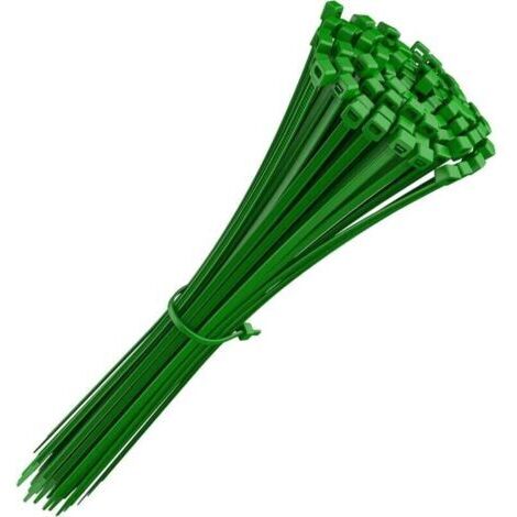 Collier de Serrage 200 mm x 4,8 mm, Attache Câble, Serre Câbles Rilsan Nylon, Colliers Serre-Cable 200mm, Couleur Vert, Lot de 100 Pièces