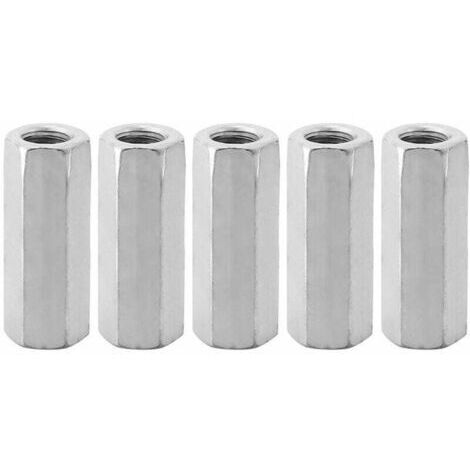 5Pcs Écrou Manchon Acier Carbone M12, Manchon Hexagonal M12 50, Ecrou Long M12 de Connecteur Tige Filetée M12 de Douille Écrou Fixations Filetées (M1250-15mm)