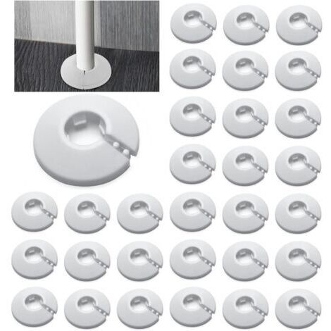Sollbry – Lot de 30 rosettes simples pour tuyaux de chauffage – Diamètre 22 mm – Cache-tuyau blanc pour radiateurs – Installation facile